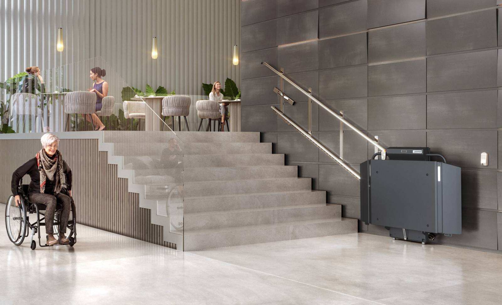 La plate-forme intérieure oblique pmr pour copropriété en Essonne 91